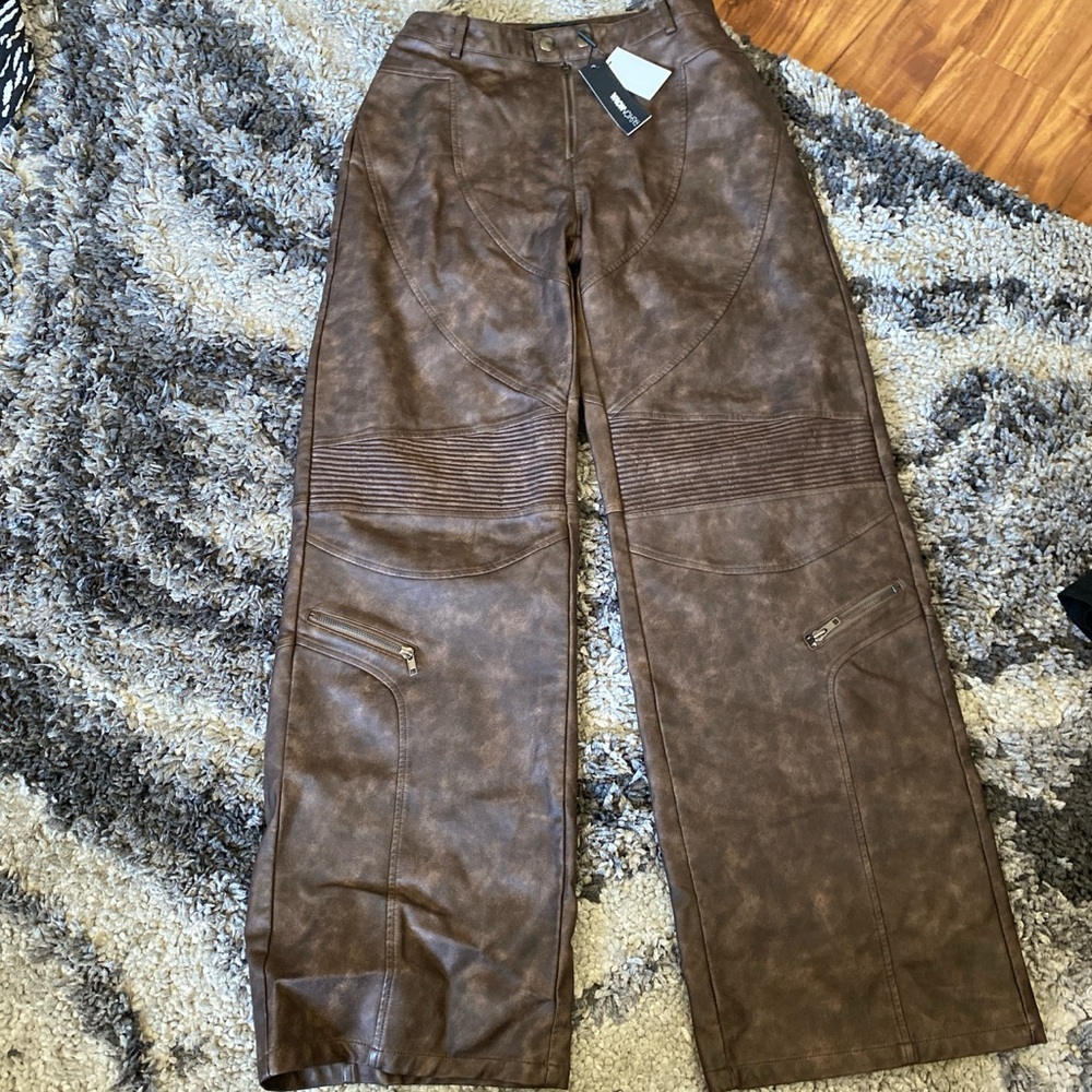 Fashion Nova Metallic Brown Pants